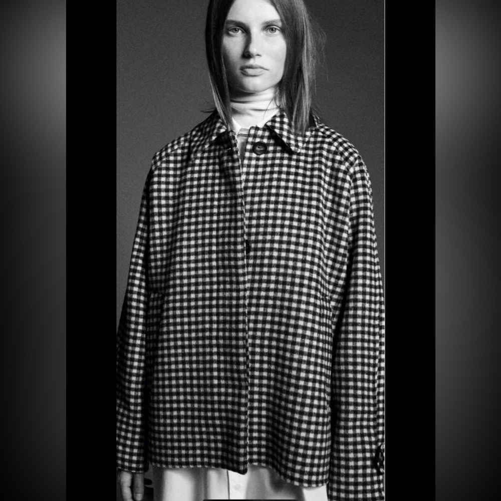 Zara oversized wool blend plaid overshirt